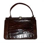 Fin brun vintage taske i krokodilleskind fra Hotsjok